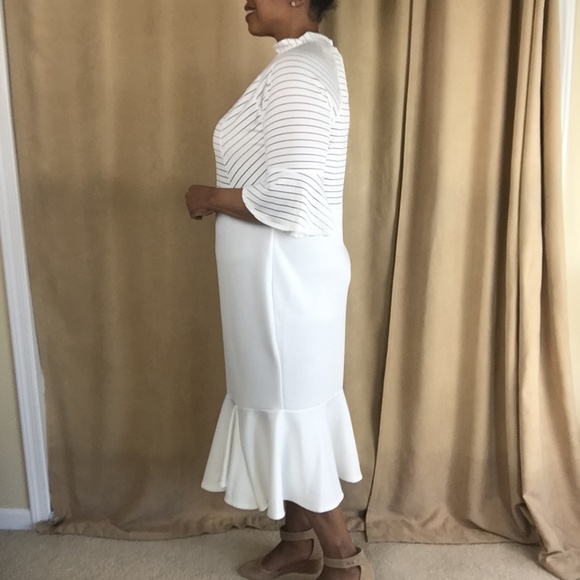 NWT Sheer Stripe Trumpet Dress w/ Bell Sleeves 3XL - Picture 5 of 16